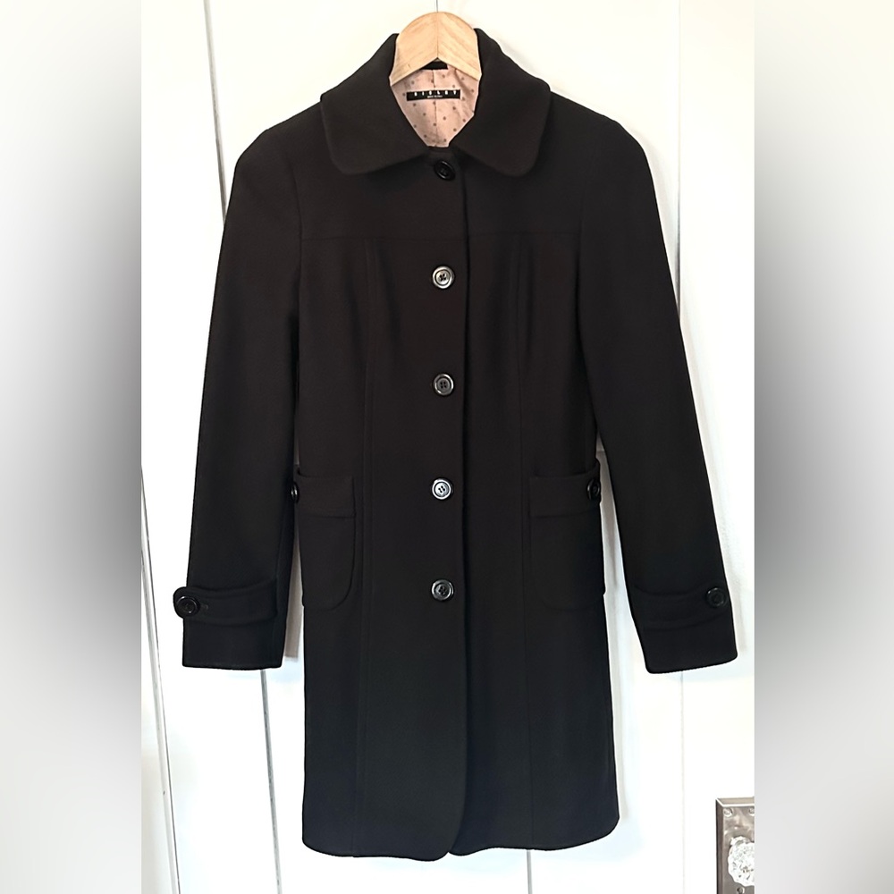Sisley Women's Single Breasted Slim Fit Coat black size Italian 38 US XS